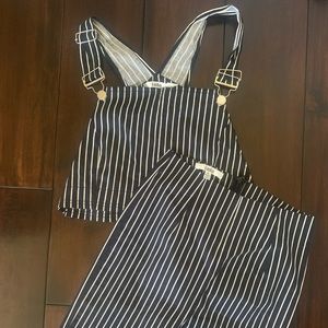 black and white striped pant set